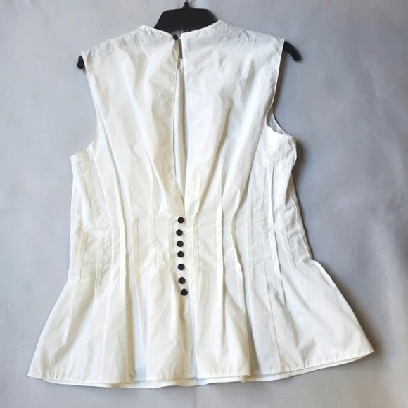 NWT$1,280 Khaite Westin Pintucked Seamed Cotton Poplin Top Sz 10 M - Picture 11 of 16